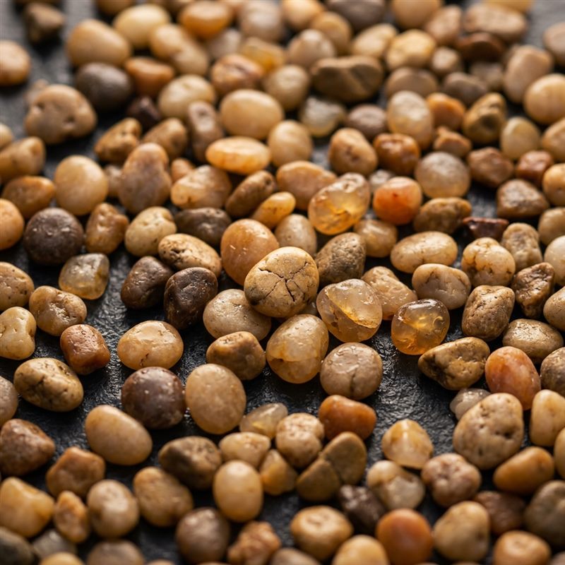 Pea gravel — smooth rounded golden-tan stones for patios and walkways