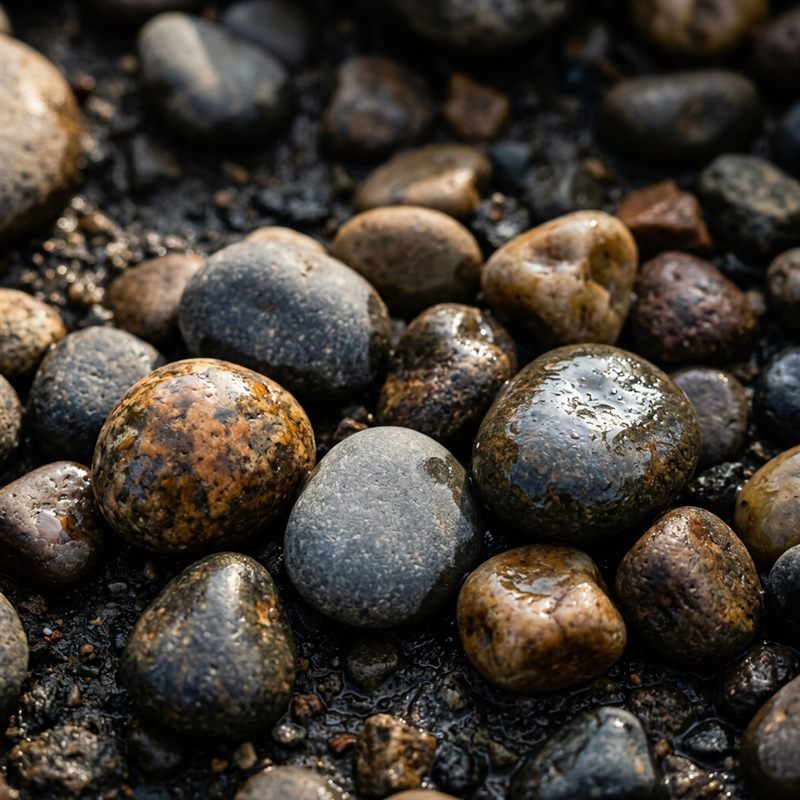 River rock — smooth polished stones in mixed warm earth tones